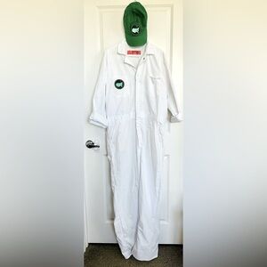 White Coverall with Green Cap